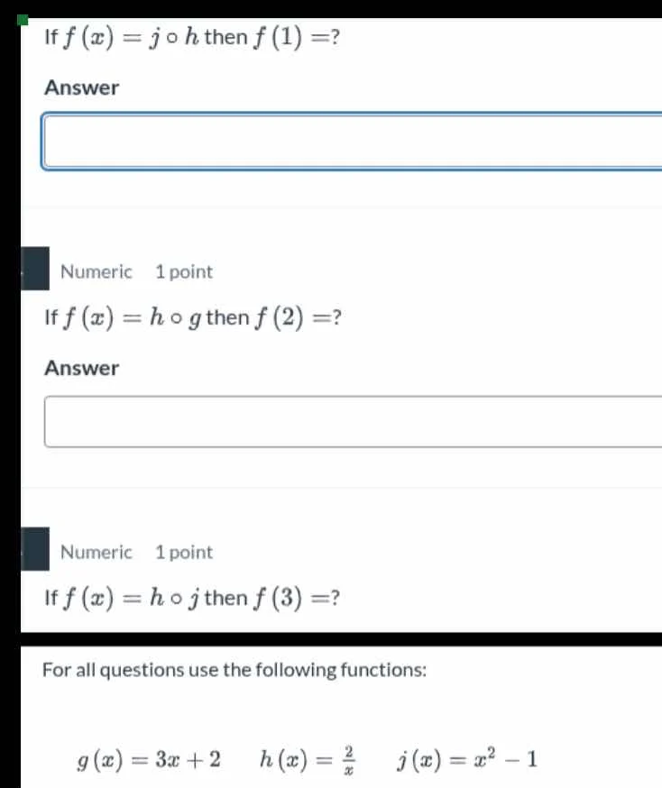 if $f(x)=j\\circ h$ then $f(1)=?$ answer numeric 1 point if $f(x)=h\\ci…