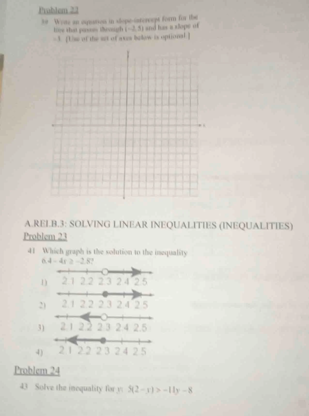 problem 22 19 write an equation in slope - intercept form for the line …