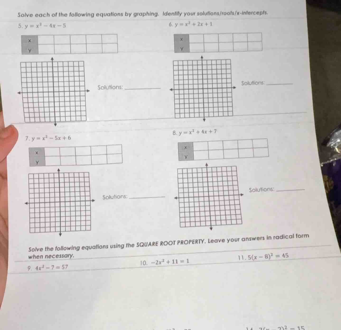 solve each of the following equations by graphing. identify your soluti…