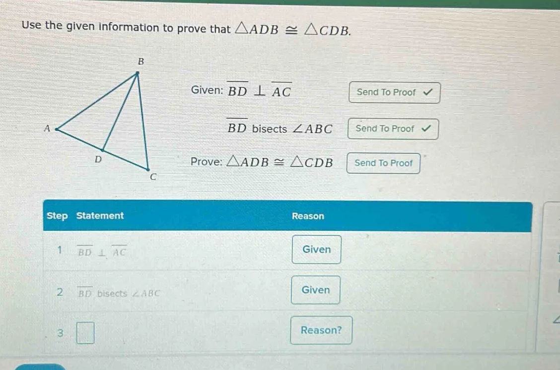 use the given information to prove that $\\triangle adb \\cong \\triang…
