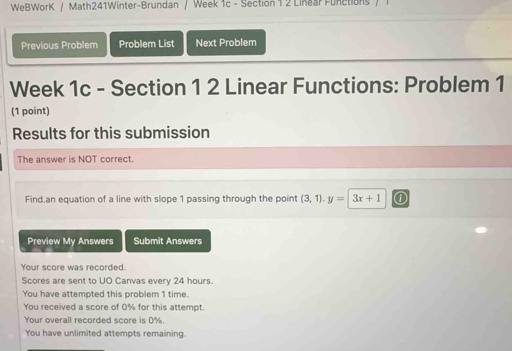 week 1c - section 1 2 linear functions: problem 1 (1 point) results for…