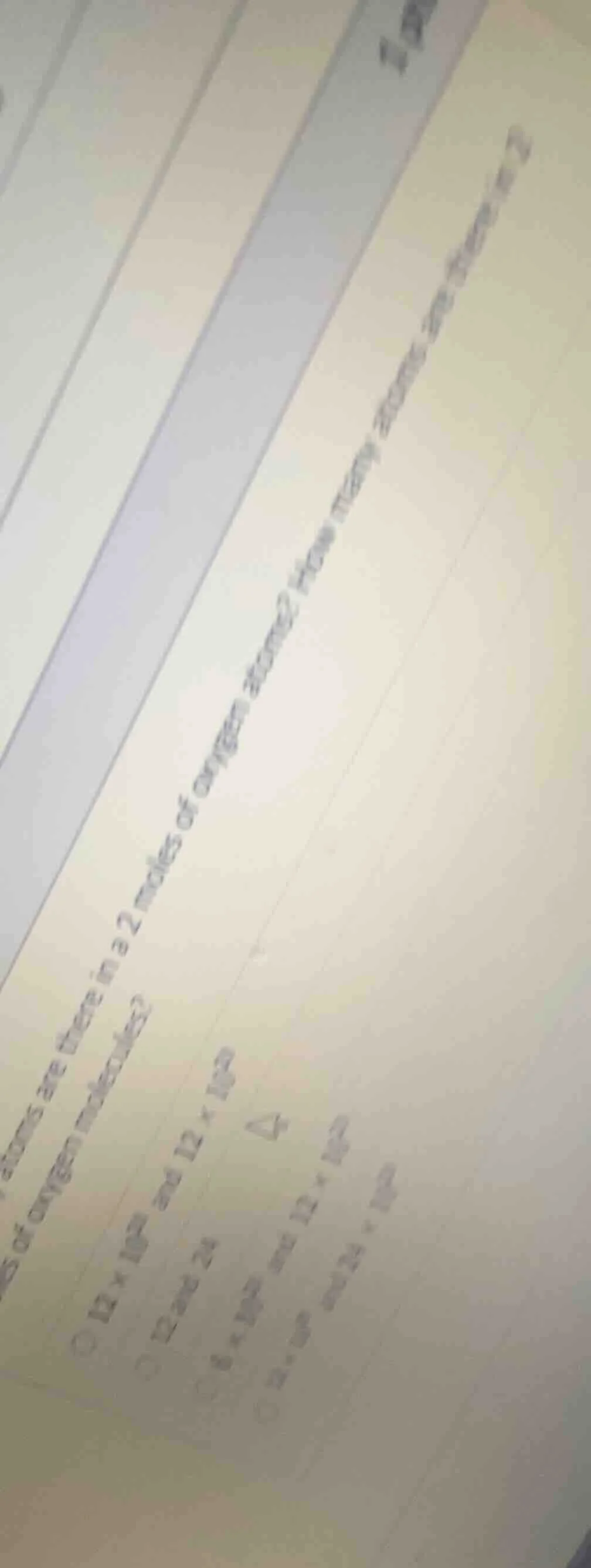 how many atoms of oxygen are there in a 2 moles of oxygen molecules?\ o…