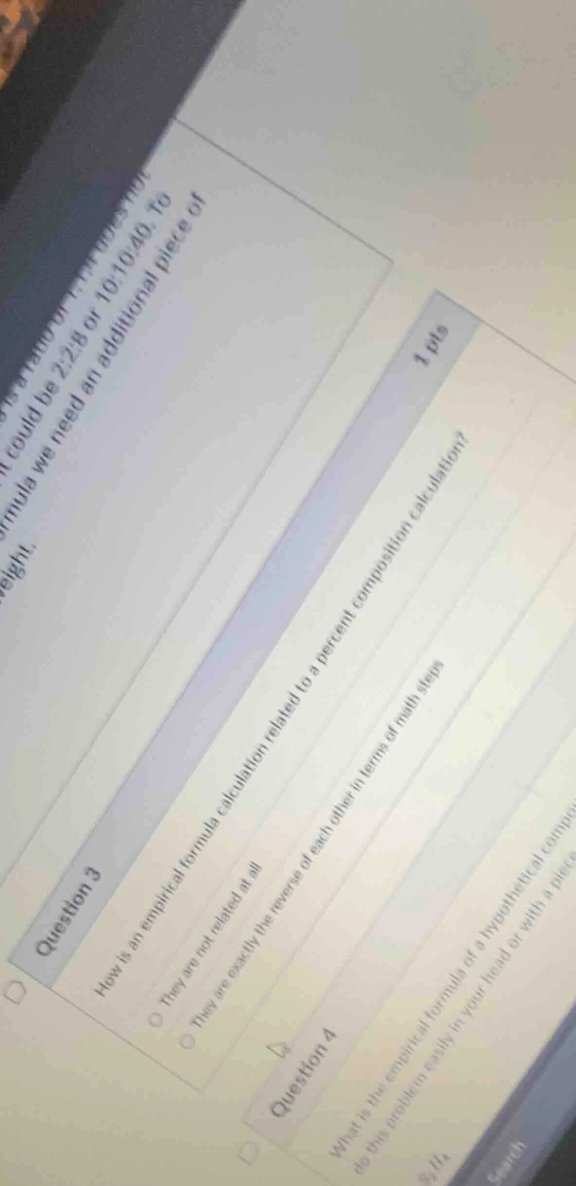 question 3 1 pts how is an empirical formula calculation related to a p…