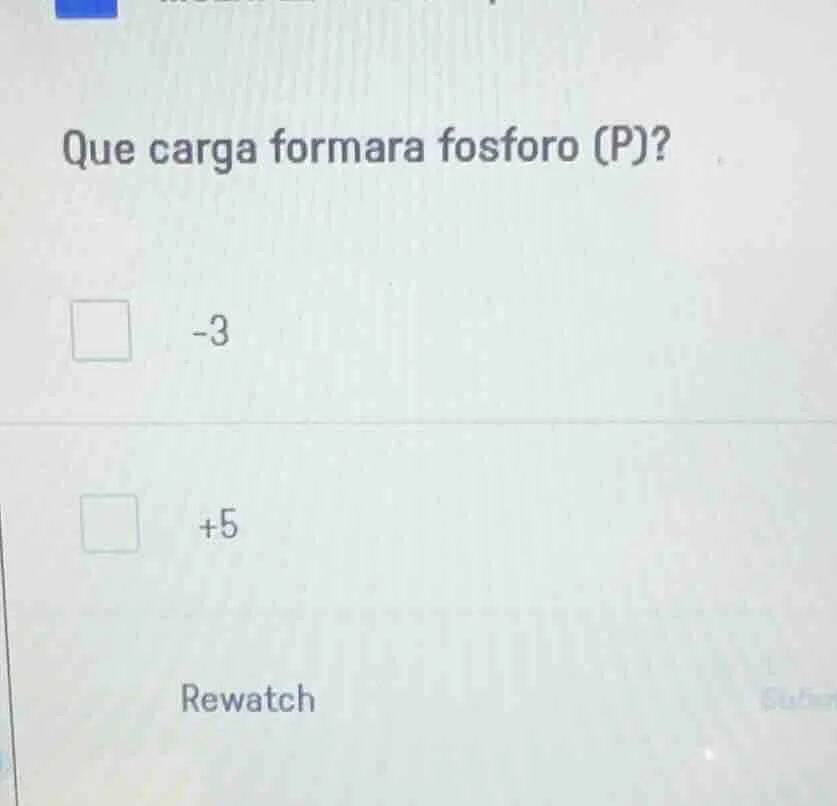 que carga formara fosforo (p)? -3 +5 rewatch