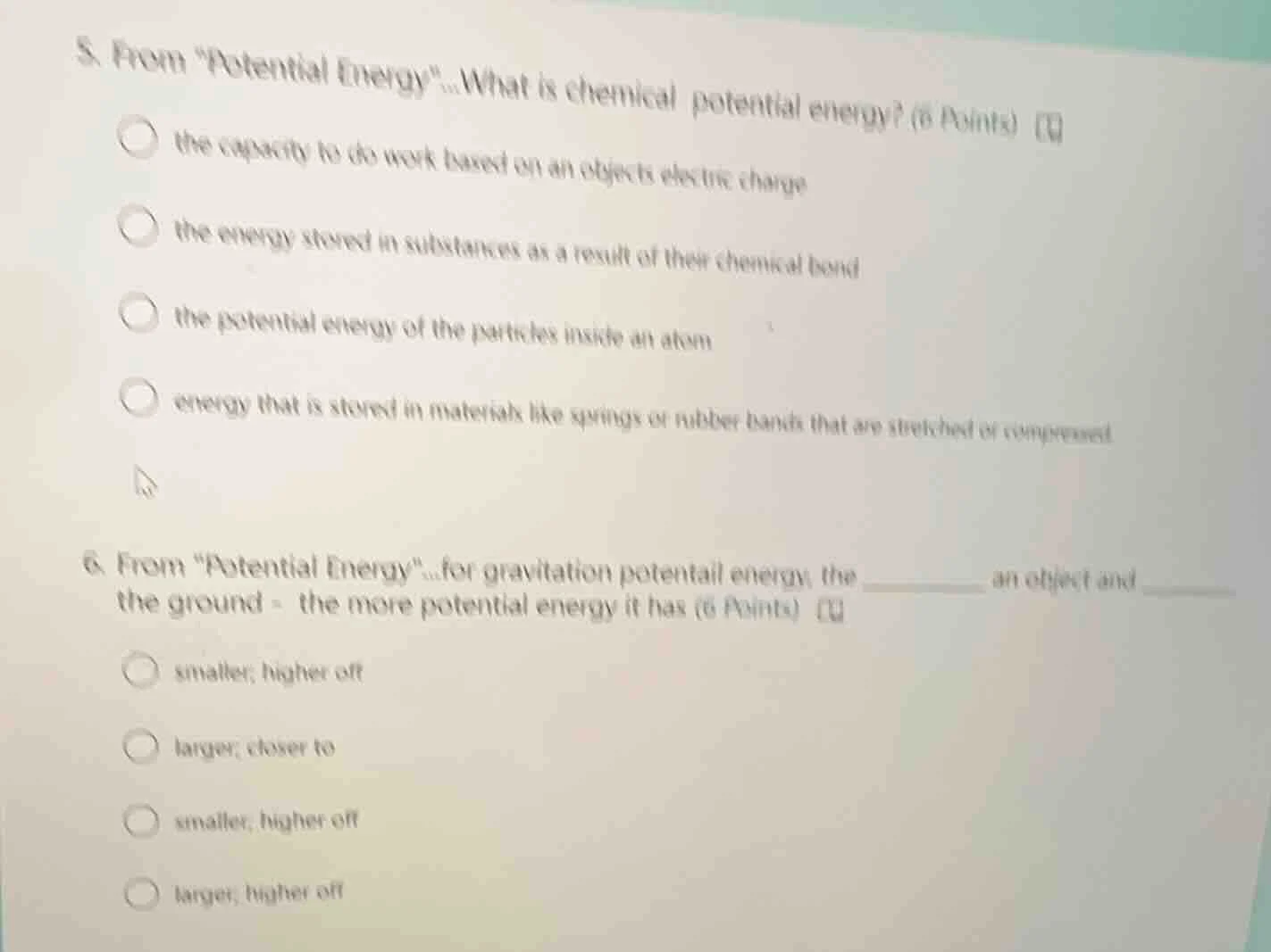5. from \potential energy\...what is chemical potential energy? (6 poin…