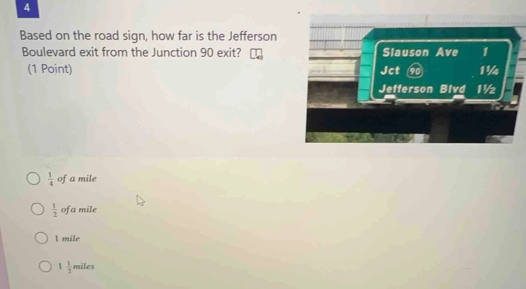 4 based on the road sign, how far is the jefferson boulevard exit from …