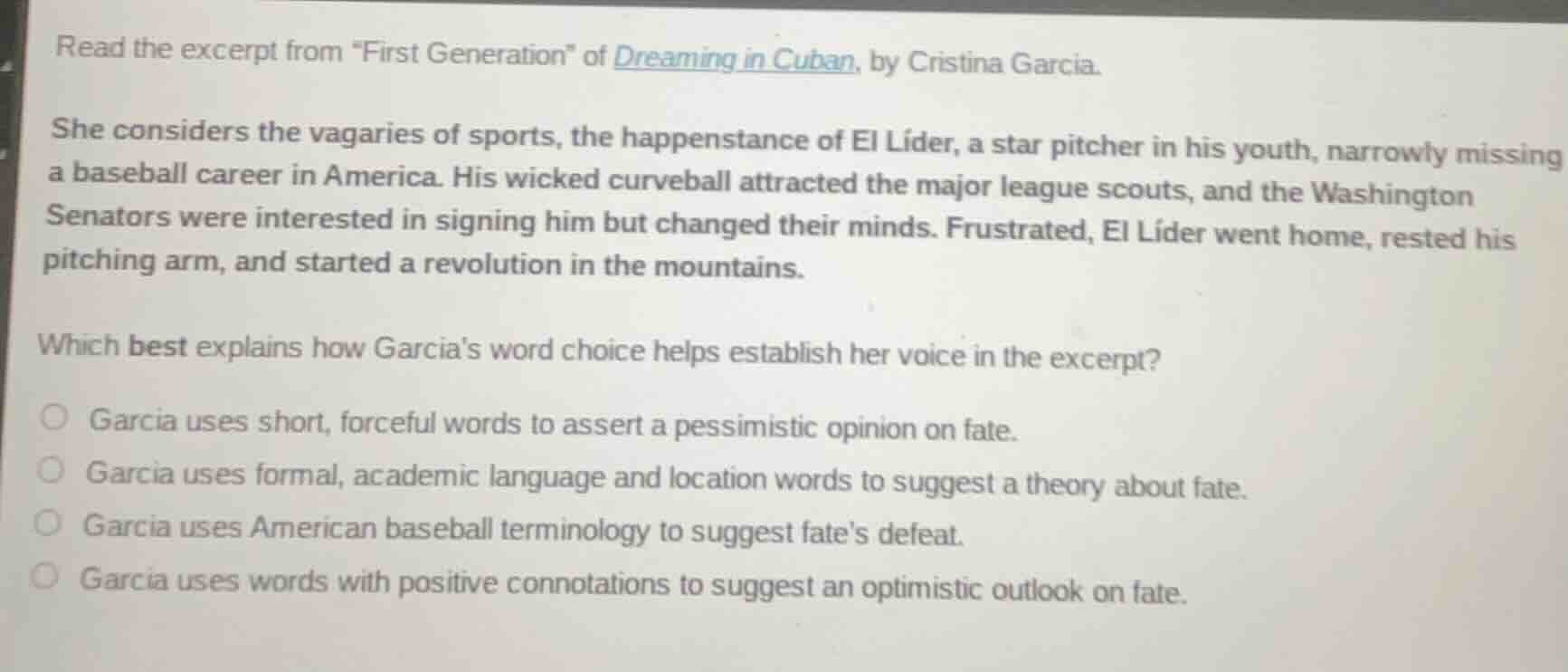 read the excerpt from \first generation\ of dreaming in cuban, by crist…