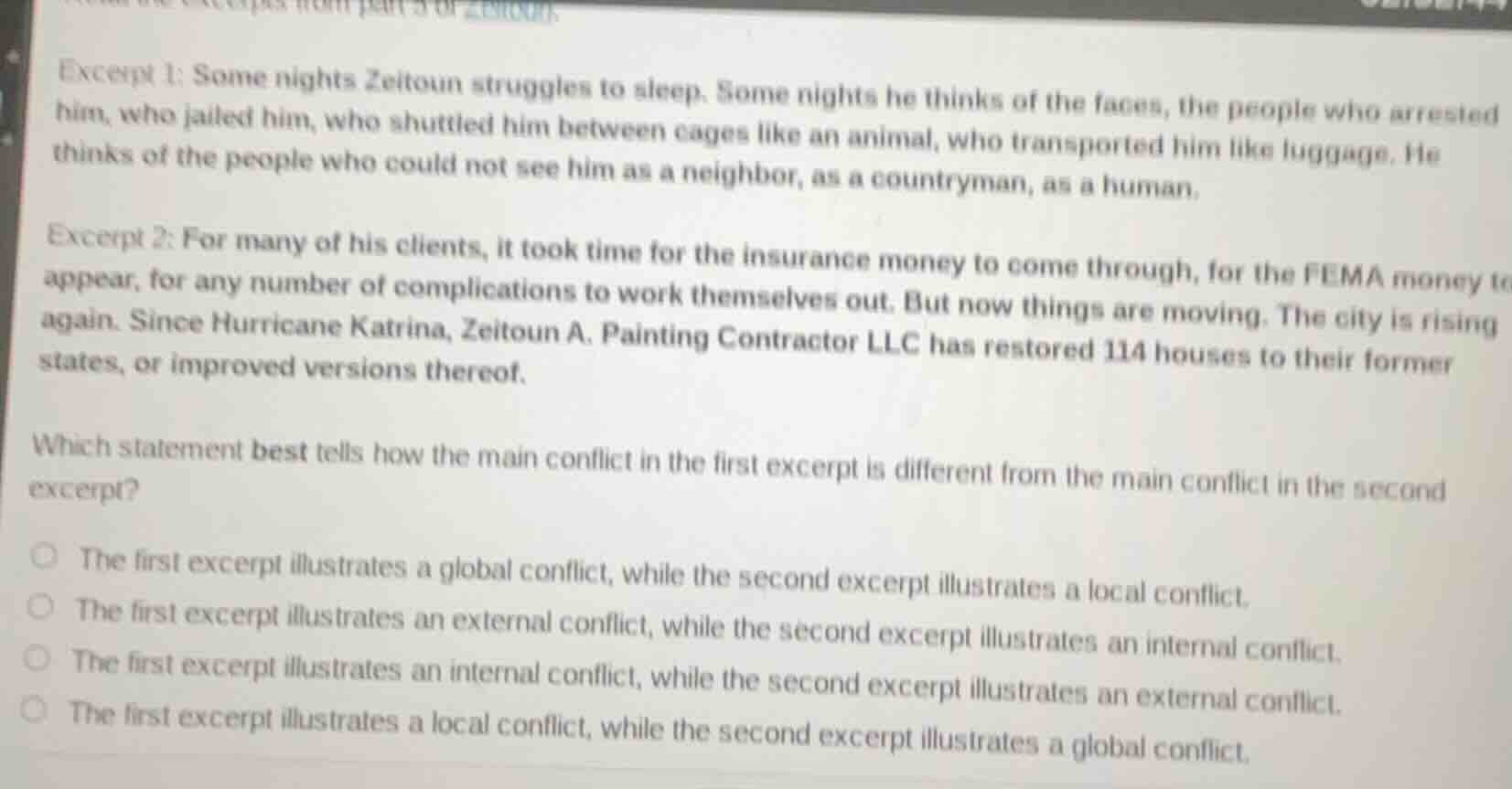 excerpt 1: some nights zeitoun struggles to sleep. some nights he think…