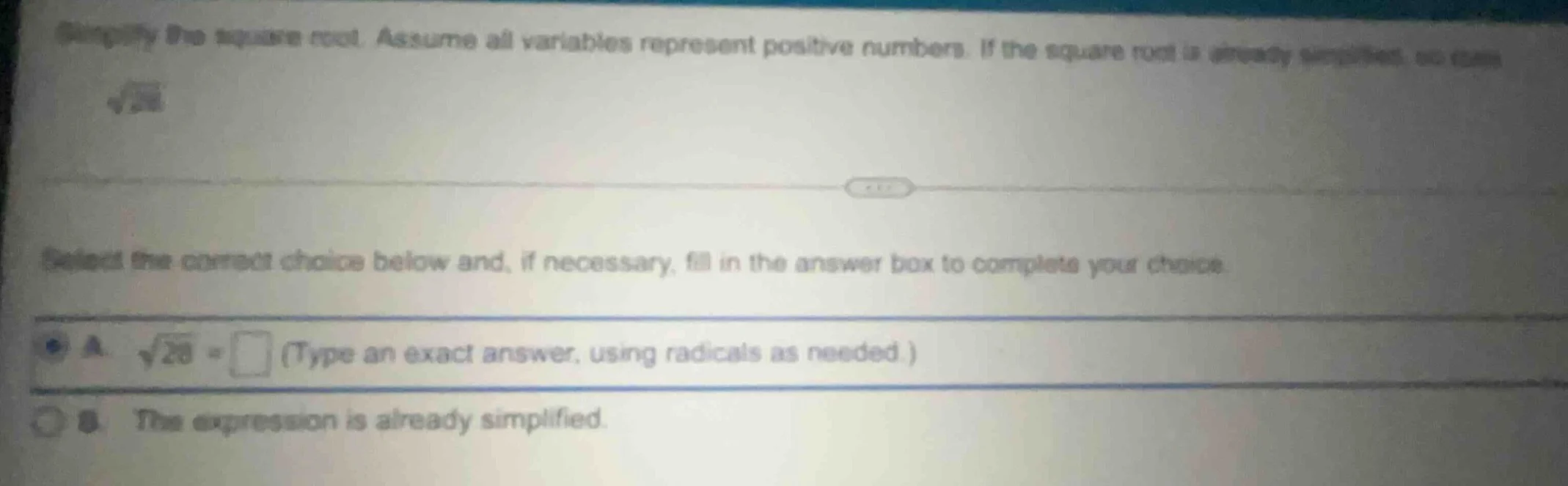simplify the square root. assume all variables represent positive numbe…