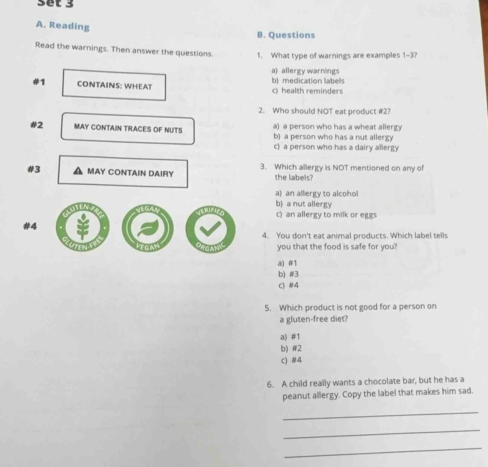 set 3 a. reading read the warnings. then answer the questions. #1 conta…
