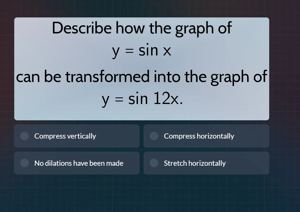describe how the graph of y = sin x can be transformed into the graph o…