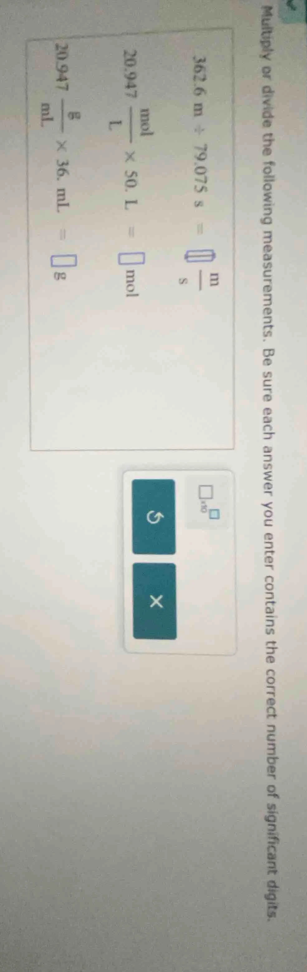 multiply or divide the following measurements. be sure each answer you …