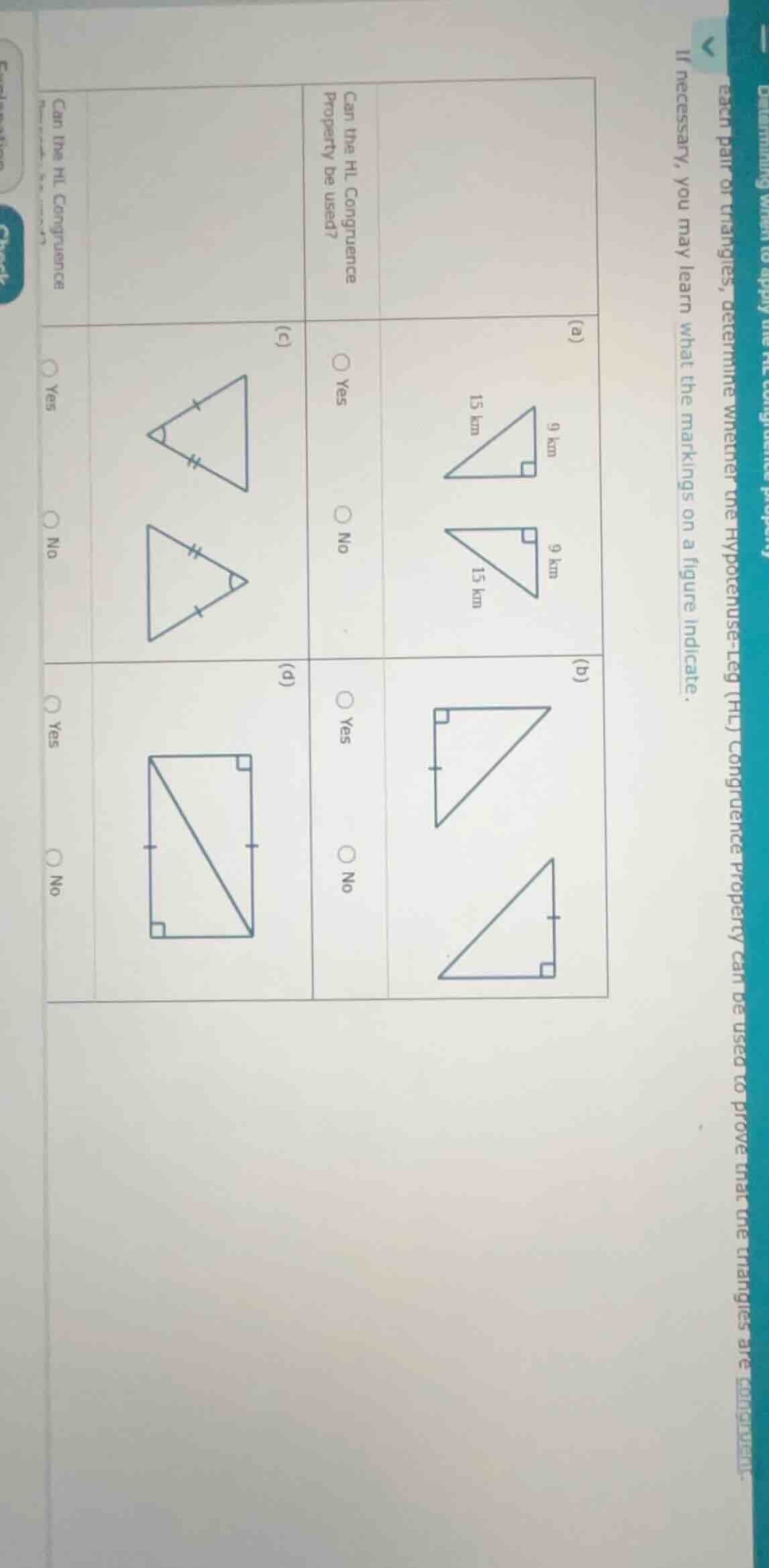 determining when to apply the hl congruence property each pair of trian…