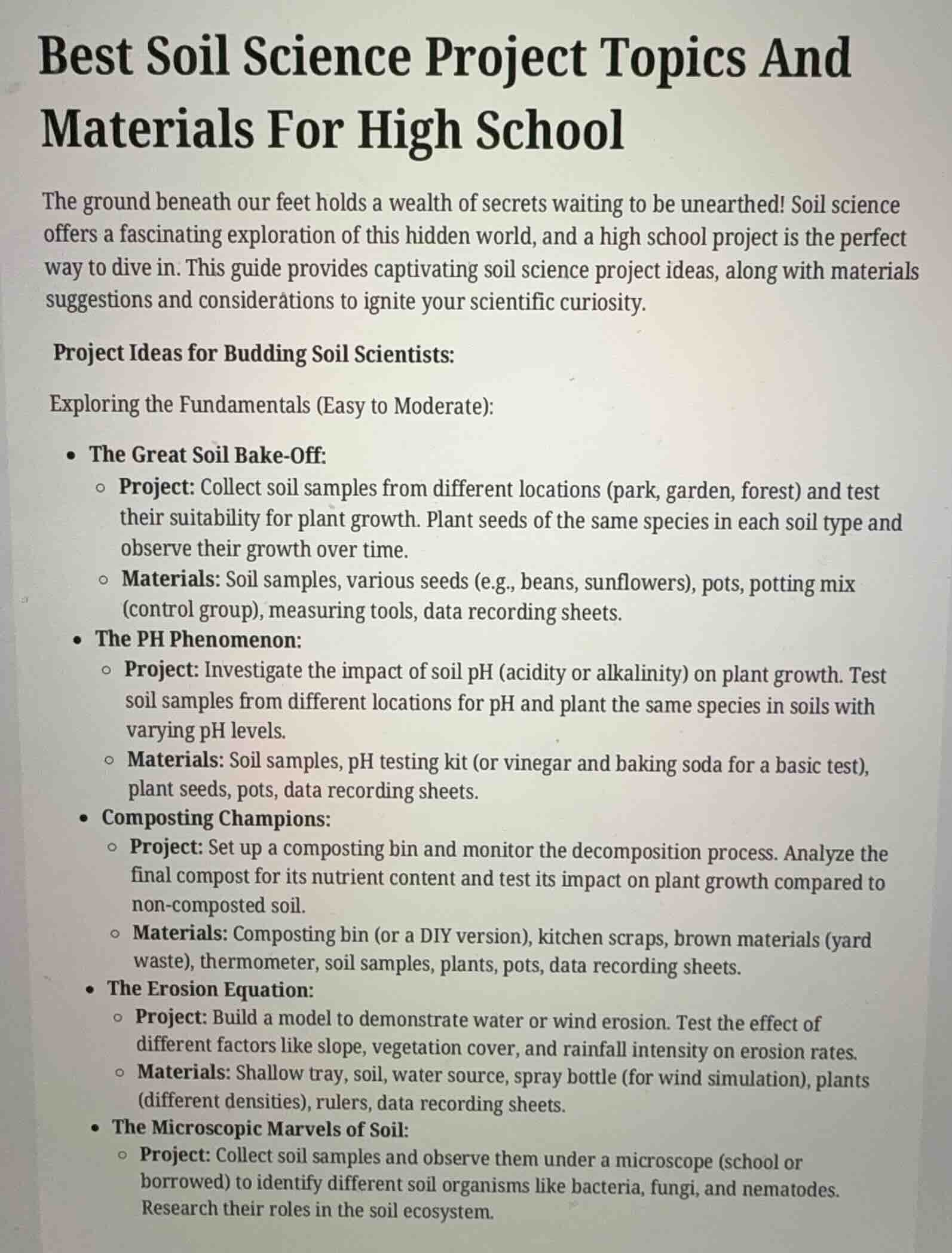 best soil science project topics and materials for high school the grou…