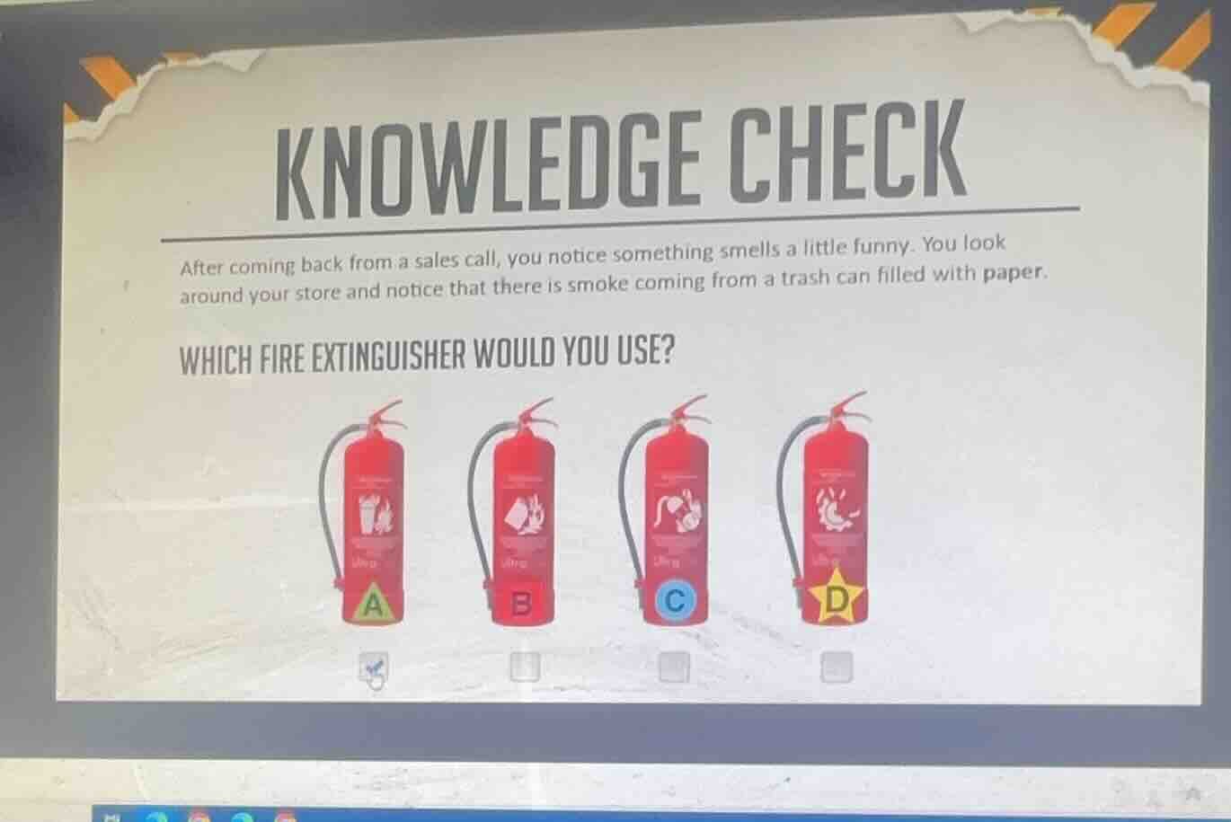 knowledge check after coming back from a sales call, you notice somethi…