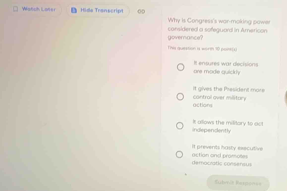 why is congresss war - making power considered a safeguard in american …