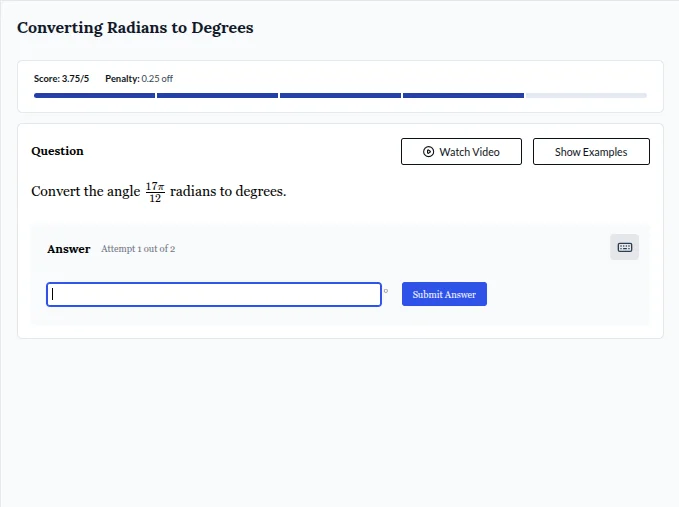 converting radians to degrees question convert the angle \\(\\frac{17\\…