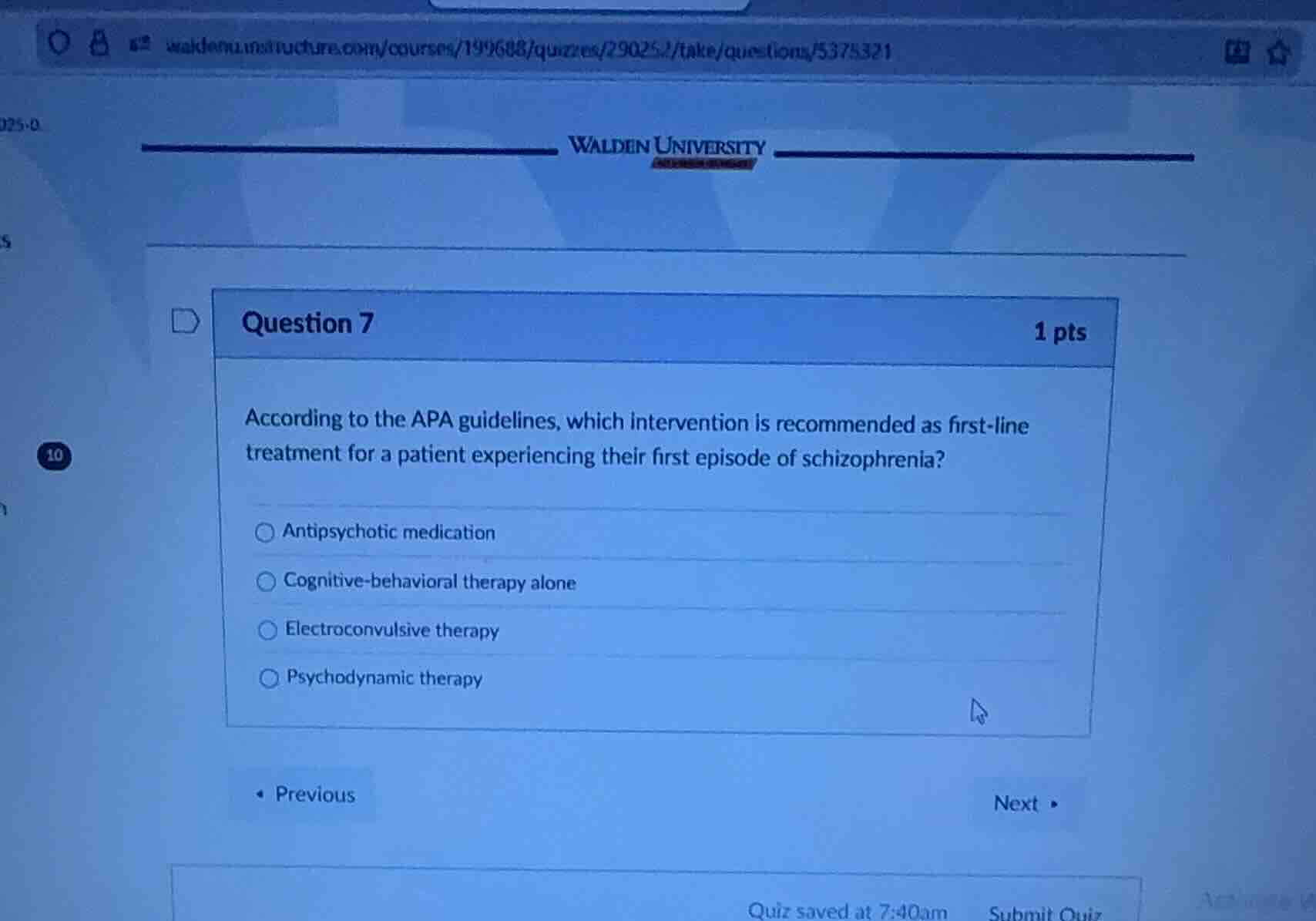 question 7 1 pts according to the apa guidelines, which intervention is…