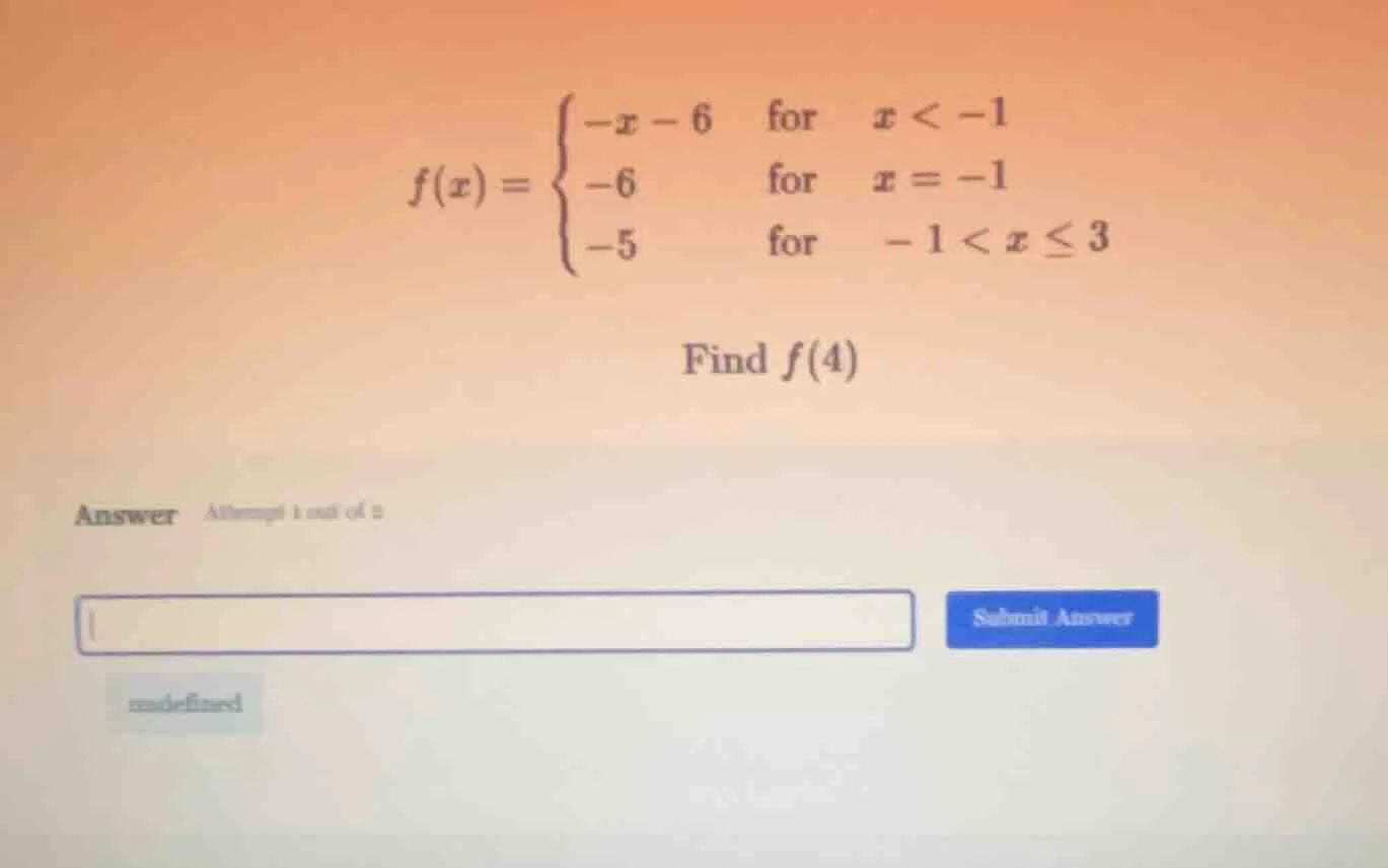 f(x) = \\begin{cases} -x - 6 & \\text{for } x < -1 \\\\ -6 & \\text{for…