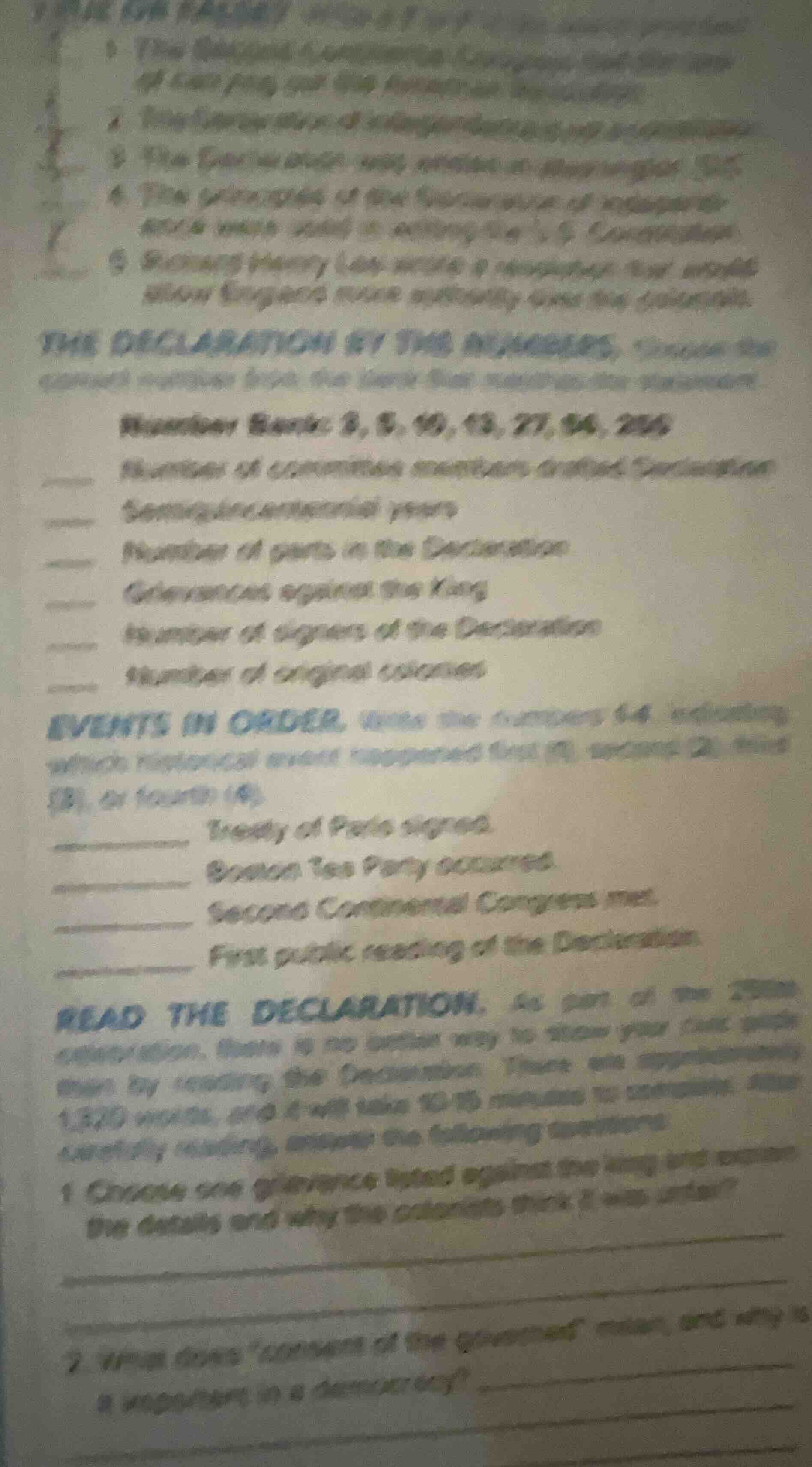 1. the original continental congress: what was the purpose of each ping…