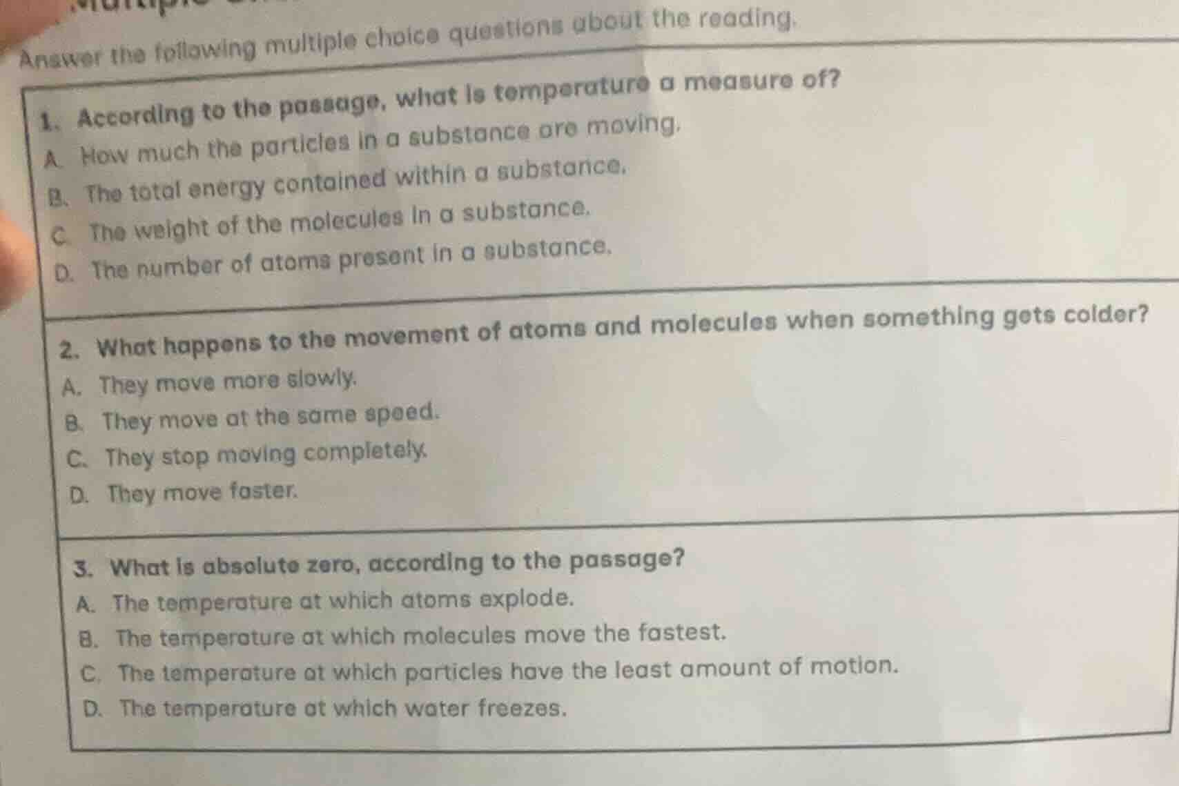 answer the following multiple choice questions about the reading. 1. ac…