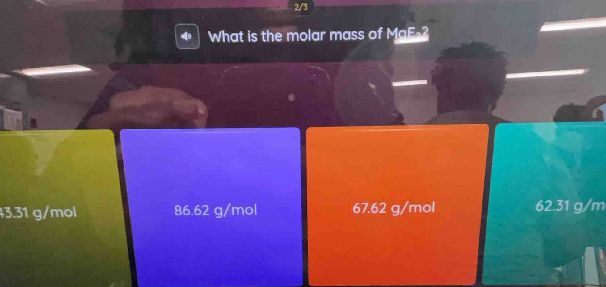 what is the molar mass of mgf₂? 43.31 g/mol 86.62 g/mol 67.62 g/mol 62.…