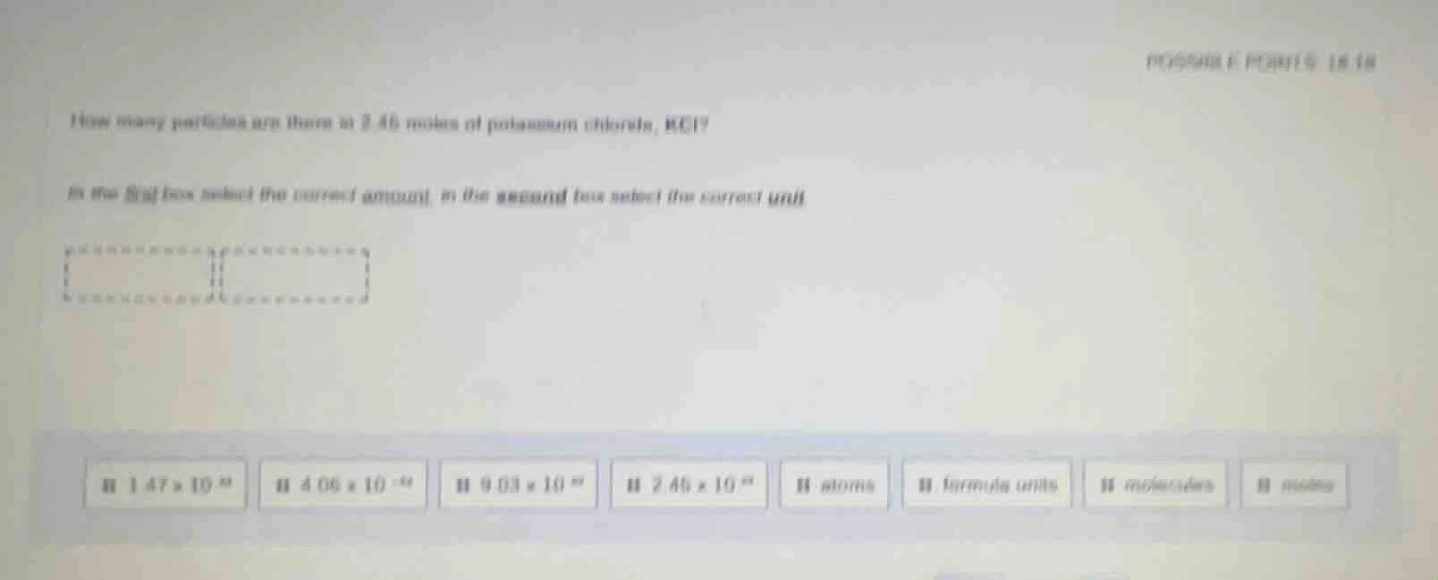 how many particles are there in 2.46 moles of potassium chlorate, kcl? …