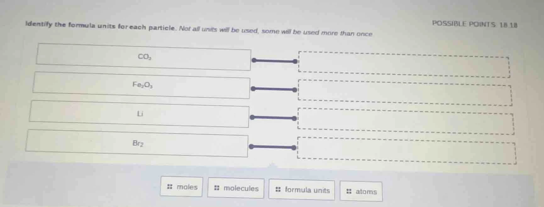 identify the formula units for each particle. not all units will be use…