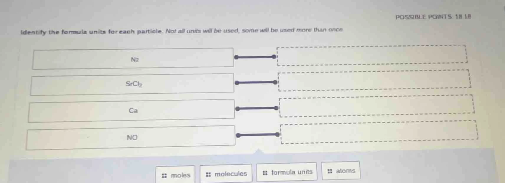 identify the formula units for each particle. not all units will be use…