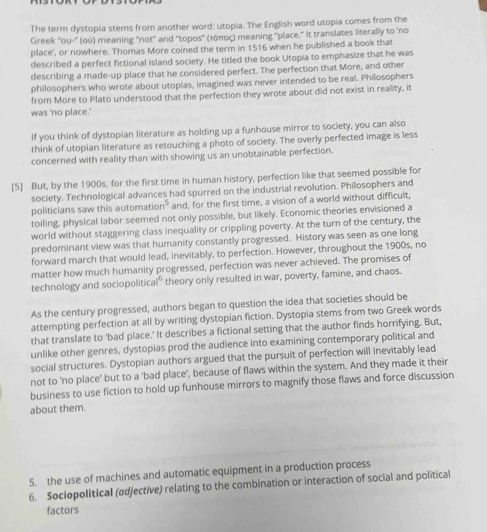 history of dystopias the term dystopia stems from another word: utopia.…