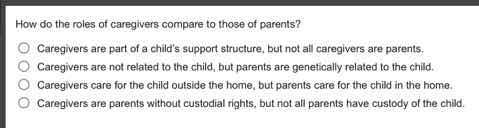 how do the roles of caregivers compare to those of parents? - caregiver…