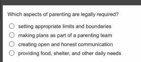 which aspects of parenting are legally required? setting appropriate li…