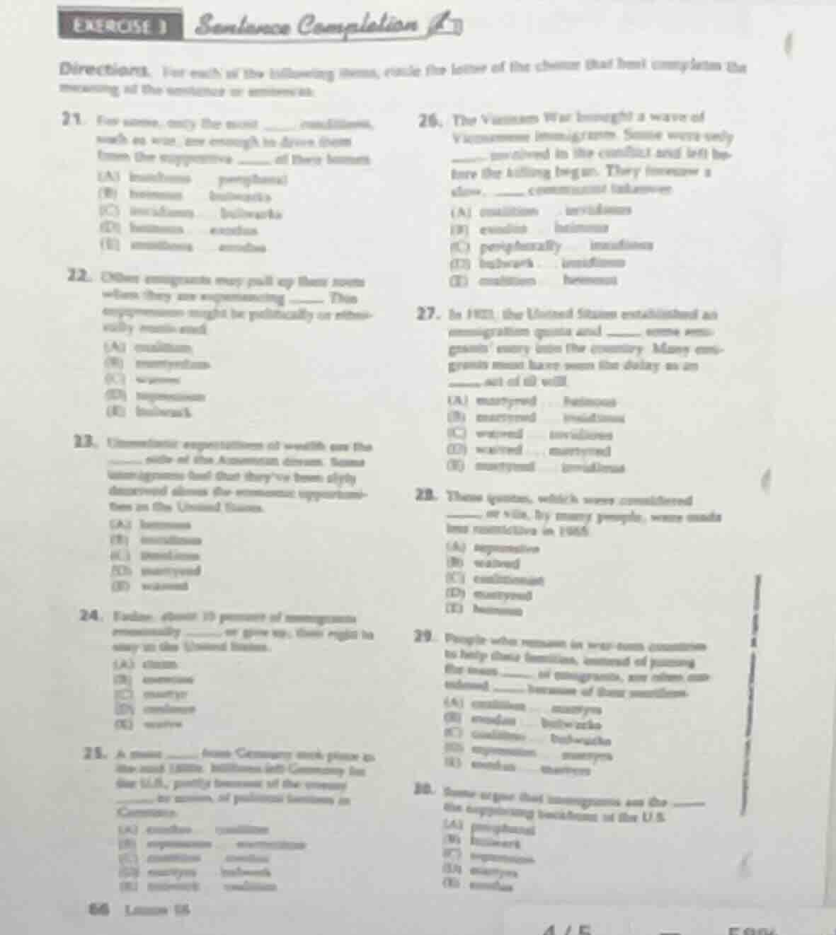 exercise 1 sentence completion directions: for each of the following it…
