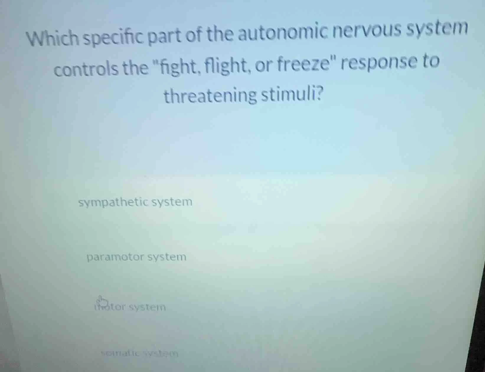 which specific part of the autonomic nervous system controls the \fight…