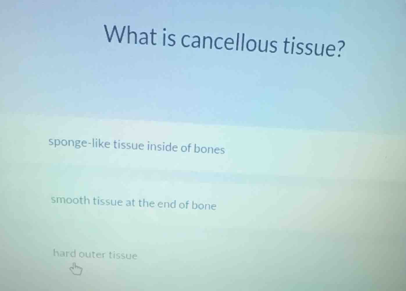 what is cancellous tissue? sponge - like tissue inside of bones smooth …