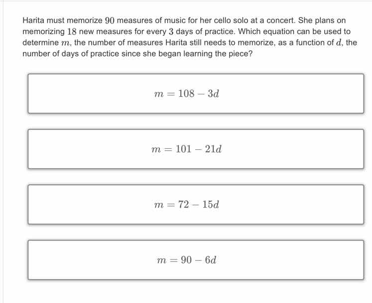 harita must memorize 90 measures of music for her cello solo at a conce…