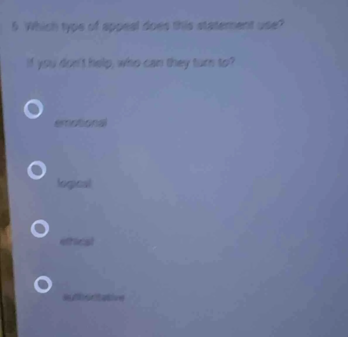 6. which type of appeal does this statement use? if you dont help, who …