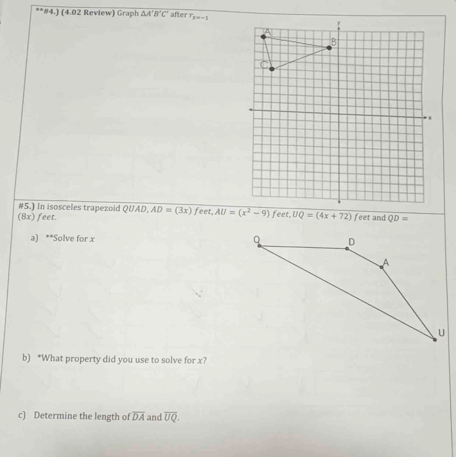 **#4.) (4.02 review) graph $\\triangle abc$ after $r_{x=-1}$ #5.) in is…