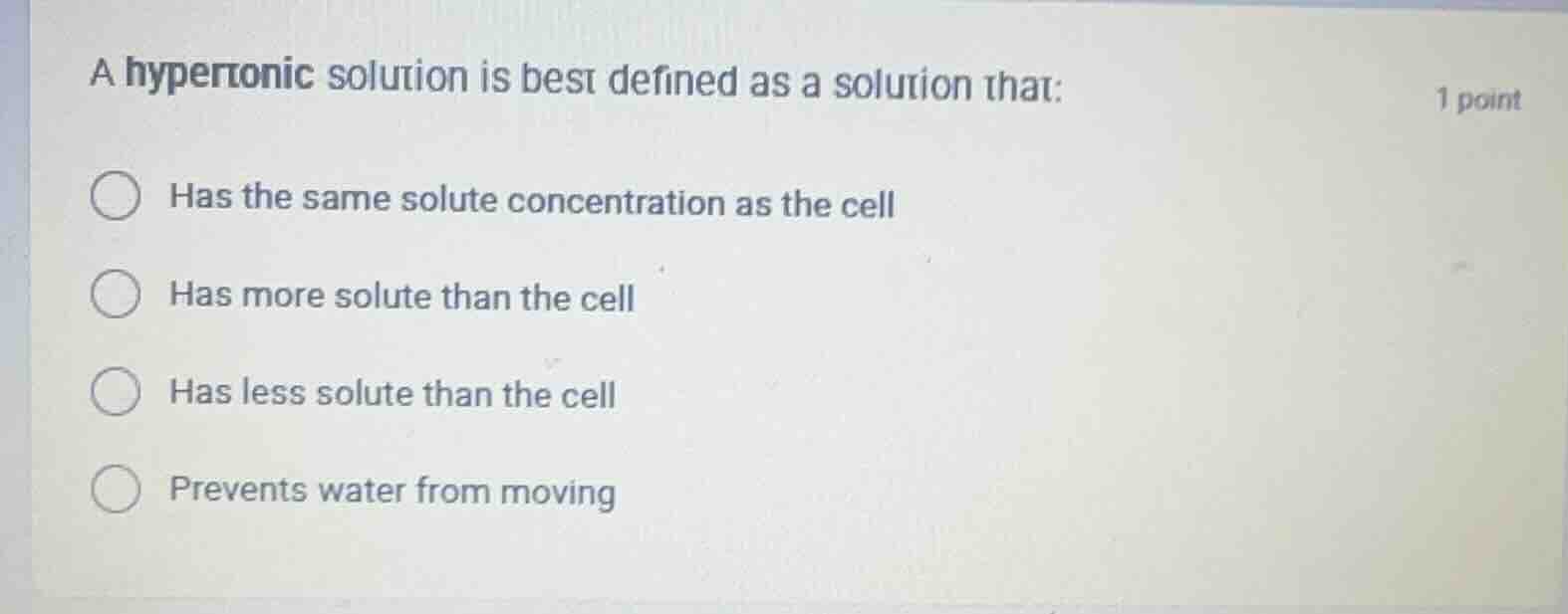 a hypertonic solution is best defined as a solution that: has the same …