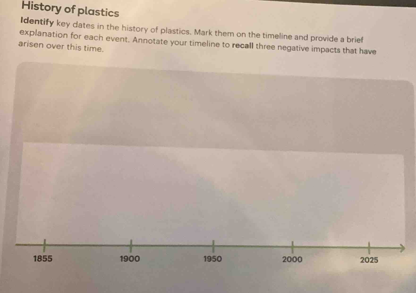 history of plastics identify key dates in the history of plastics. mark…