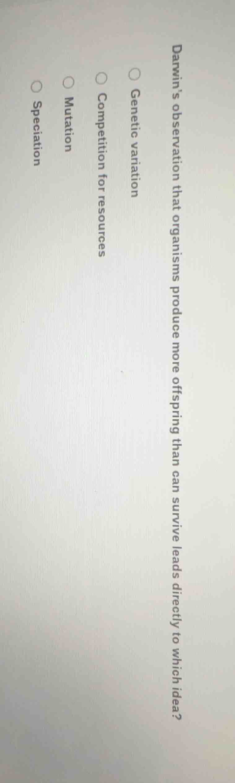 darwin’s observation that organisms produce more offspring than can sur…