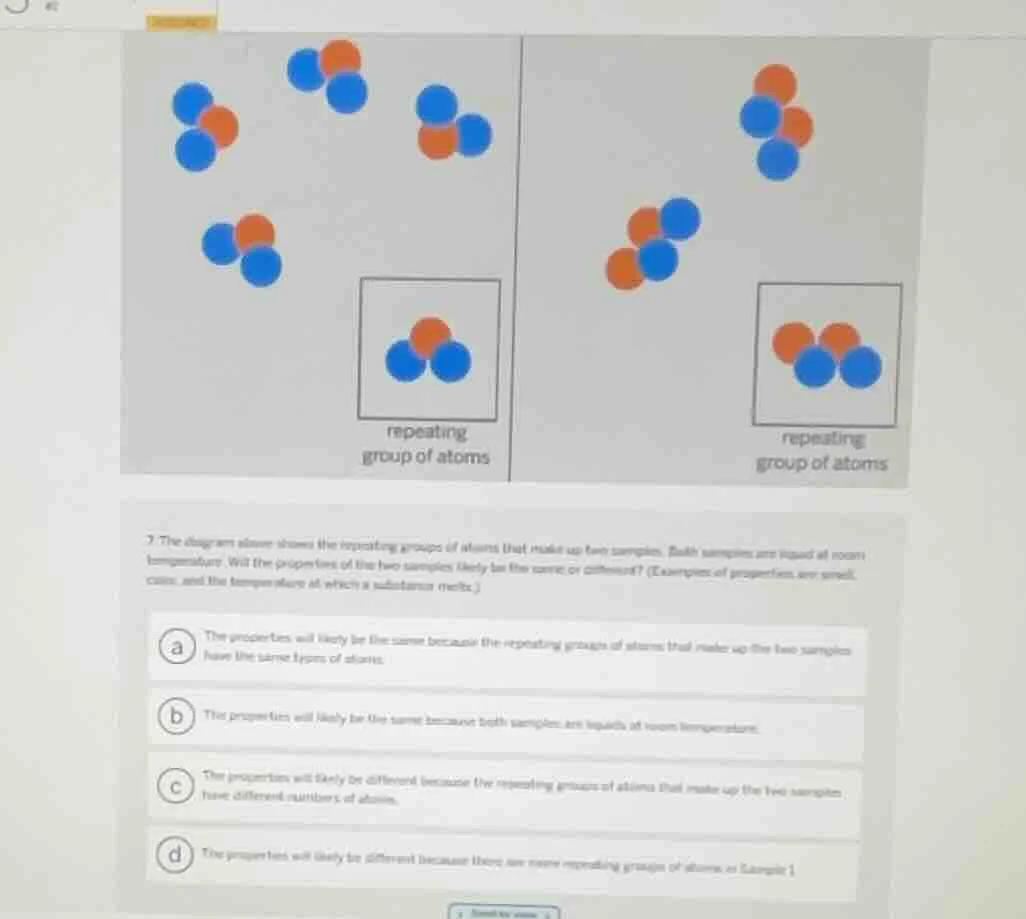 7. the diagram above shows the repeating groups of atoms that make up t…