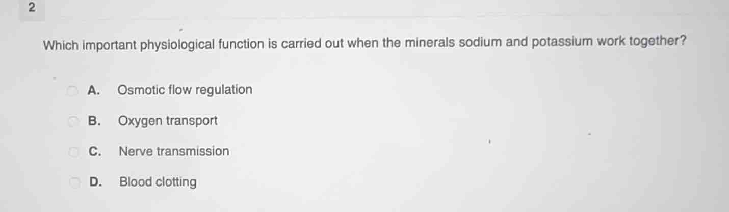 2 which important physiological function is carried out when the minera…