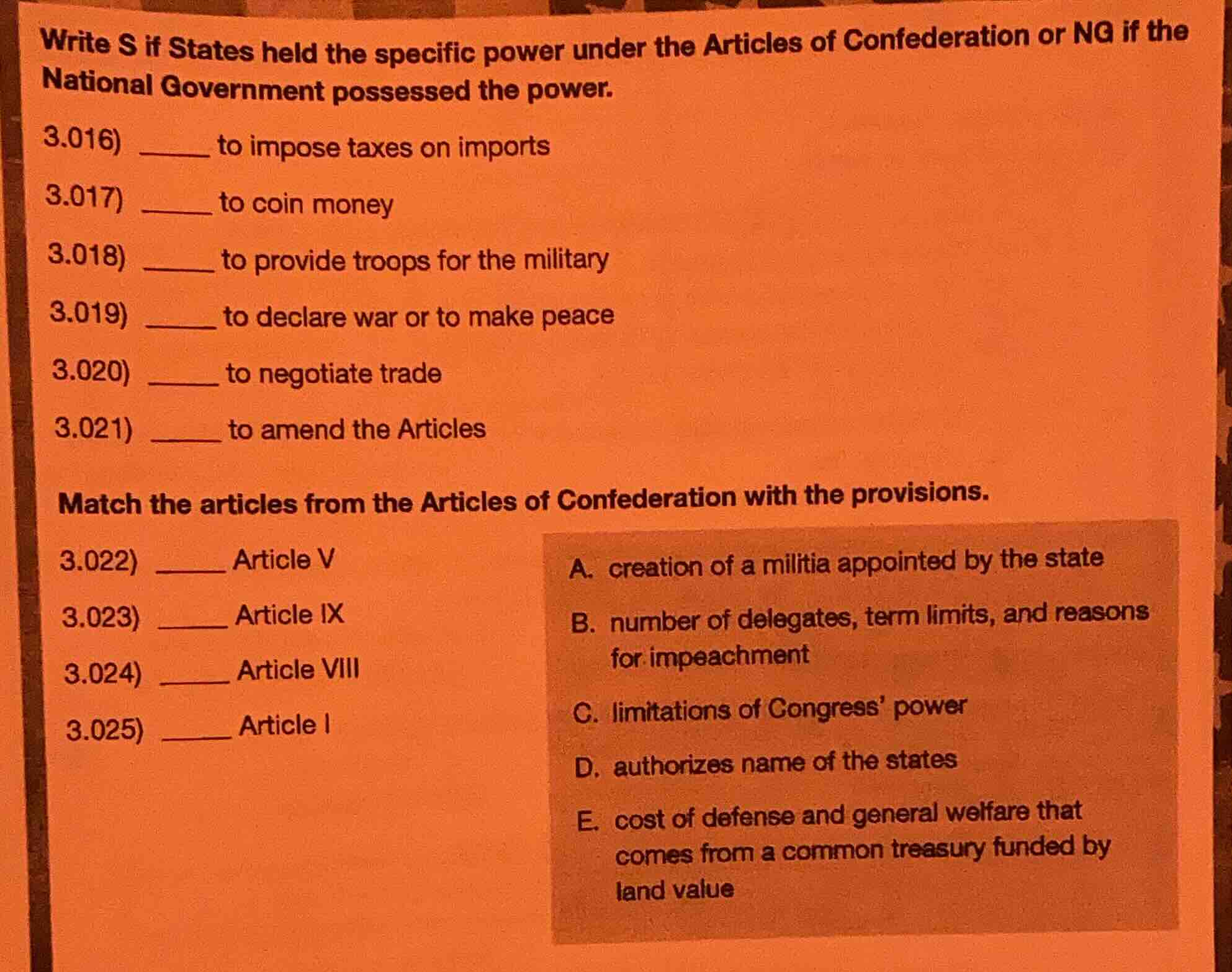 write s if states held the specific power under the articles of confede…