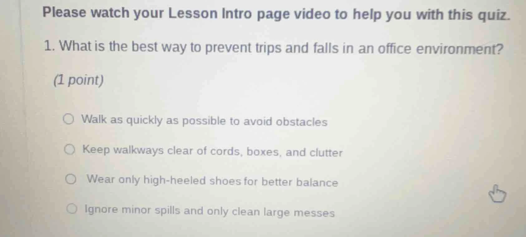 please watch your lesson intro page video to help you with this quiz. 1…