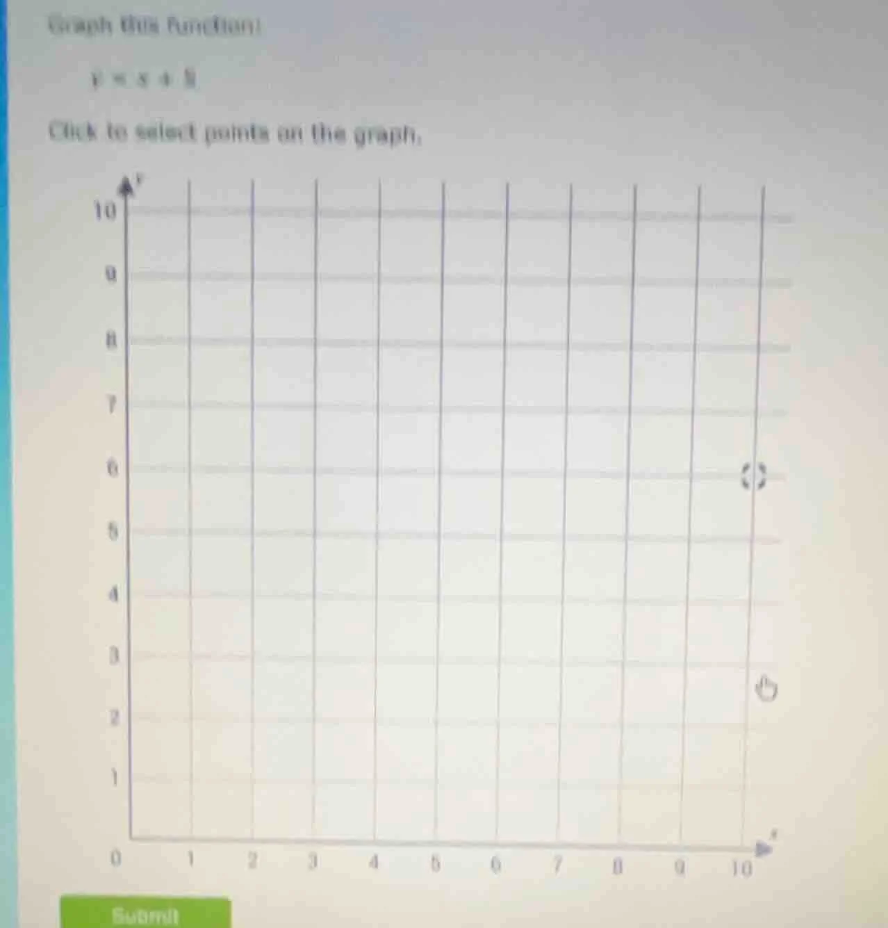 graph this function $y = x + 5$ click to select points on the graph.