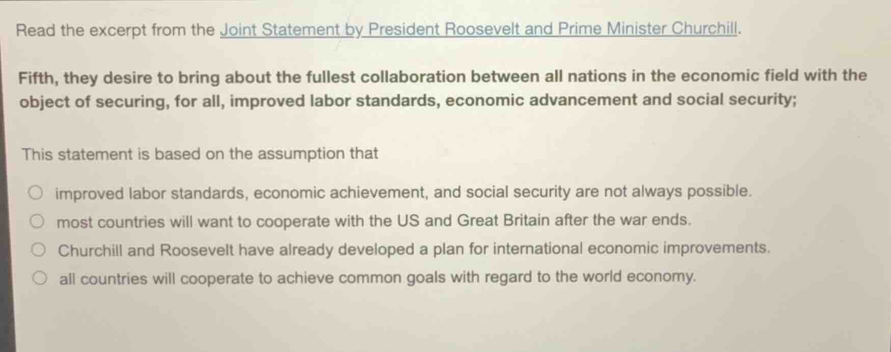 read the excerpt from the joint statement by president roosevelt and pr…