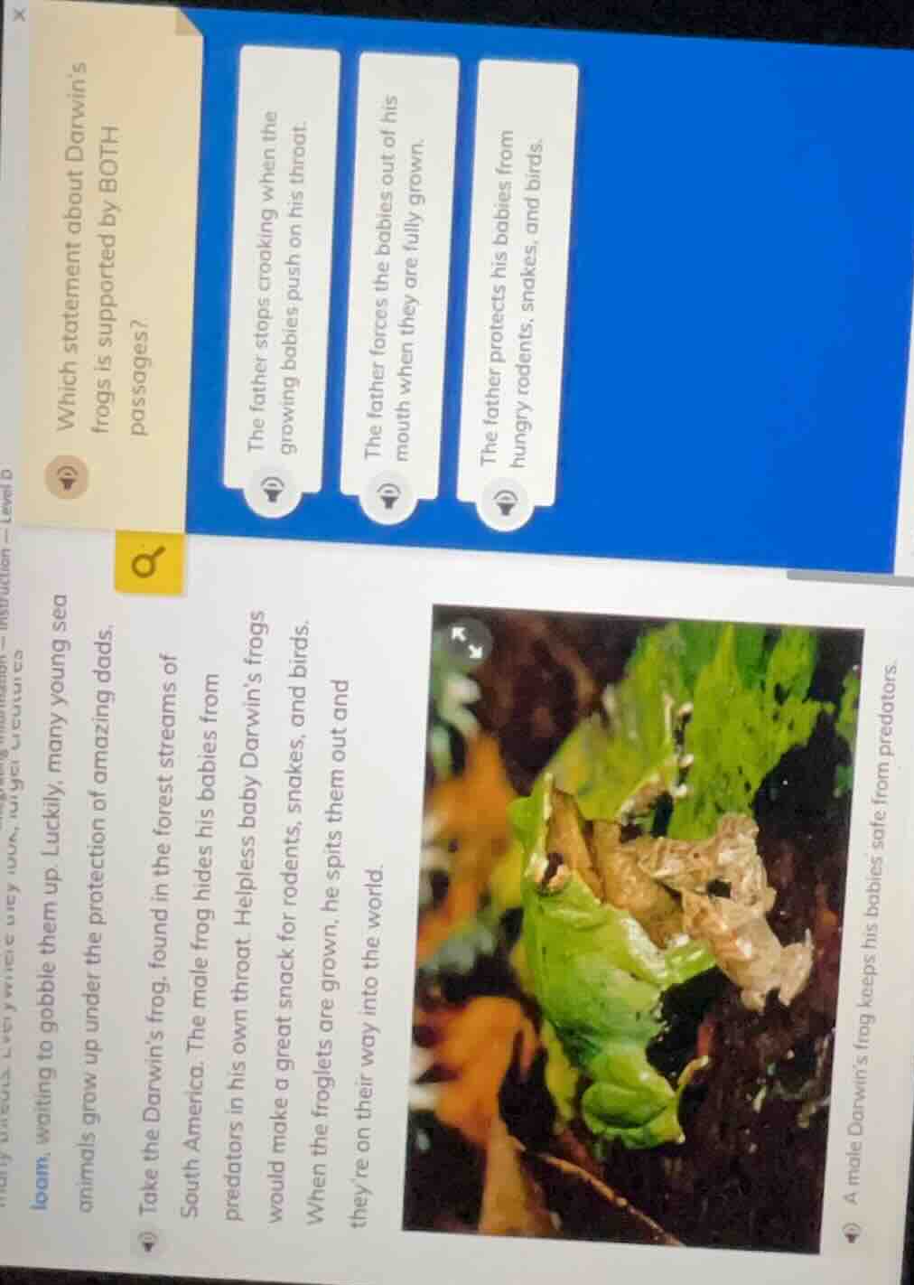 which statement about darwins frogs is supported by both passages? the …