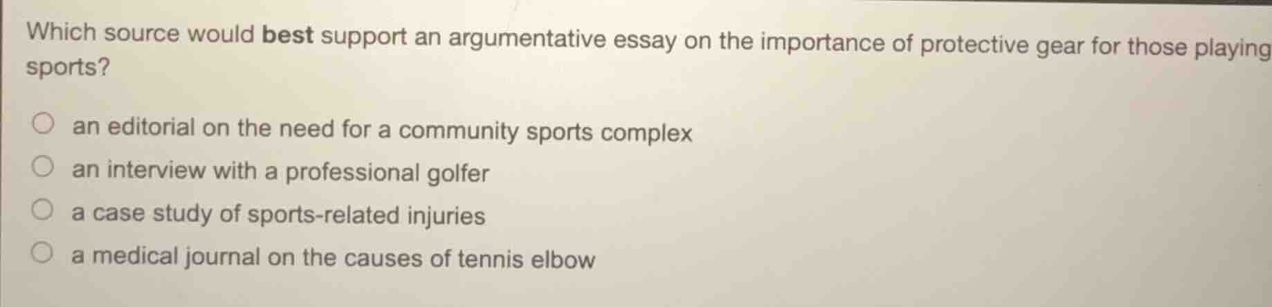 which source would best support an argumentative essay on the importanc…