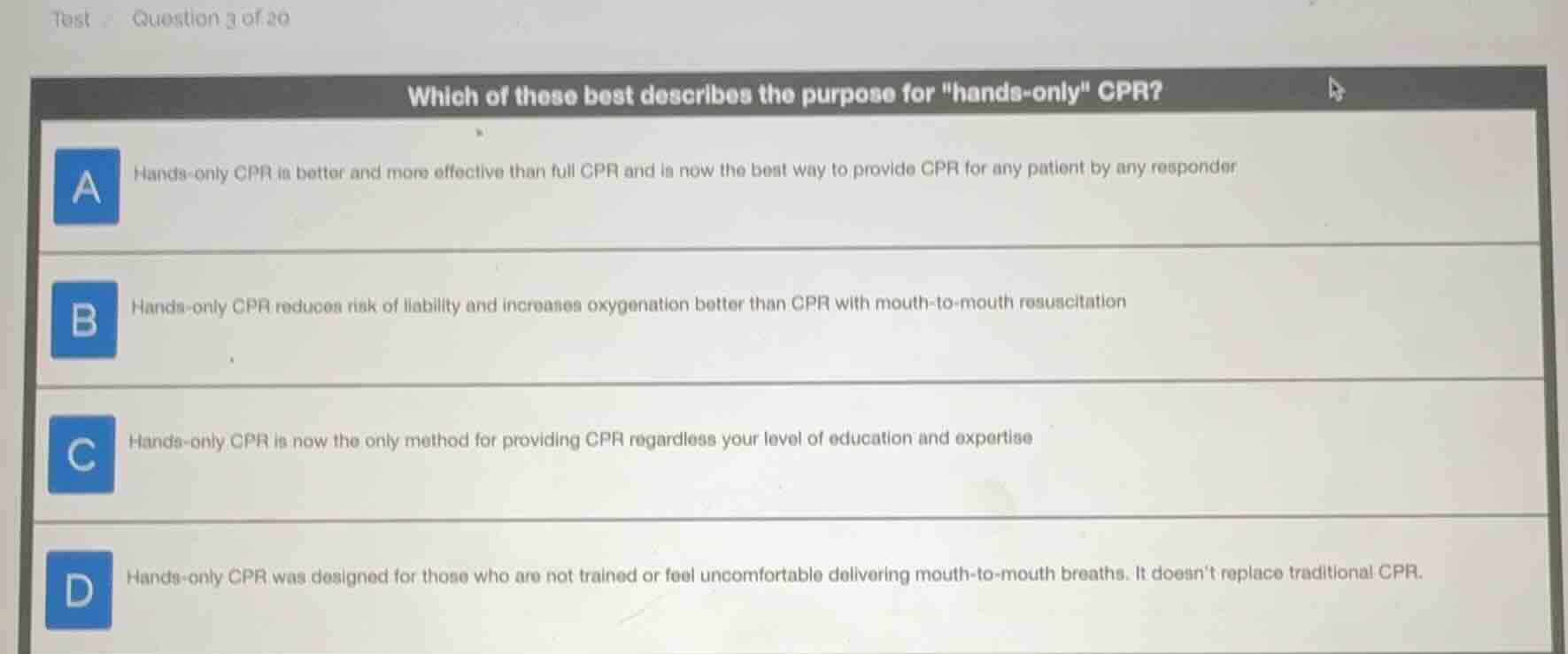 which of these best describes the purpose for \hands - only\ cpr? a han…